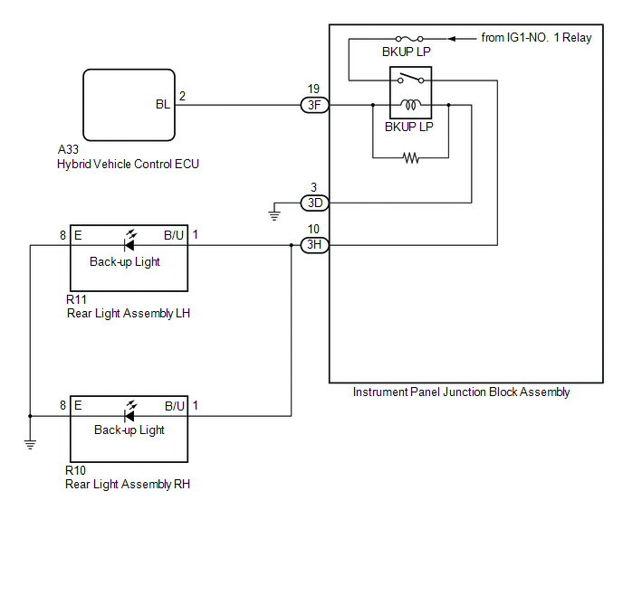 Lexus ES Backup Light Circuit Lighting System (for Hv Model)